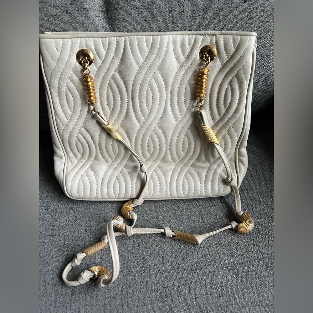 Fendi White Leather Pasta Bag Vintage